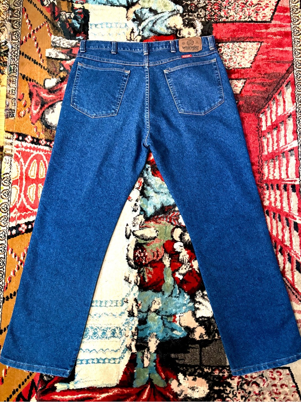 Wrangler VTG 90s deep blue straight leg denim jeans SZ 34 x 29” Made in USA